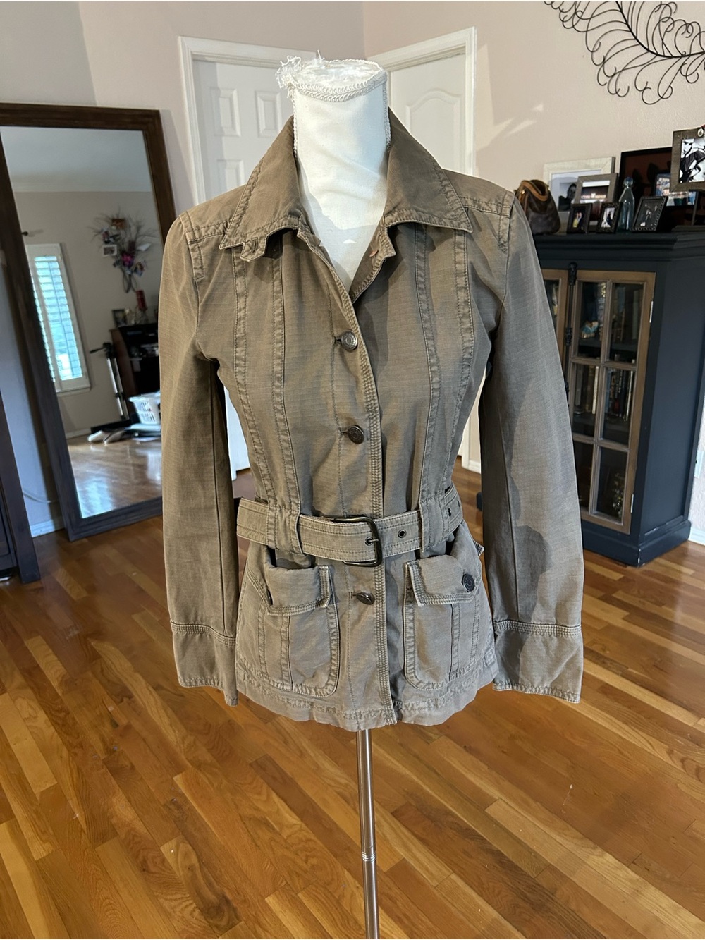 J Crew Classic Twill Chino Jacket w Belted Waist Women’s XS
